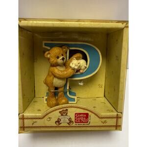Vintage Gund Thinking Of You Letter P Teddy Bear Display Figurine 1998